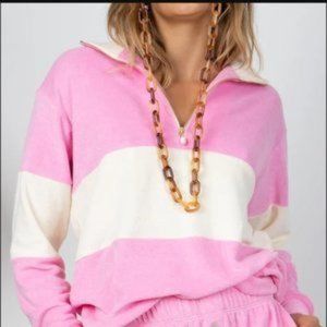 DONNI Terry 1/2 Zip - Flamingo - XS - NWT